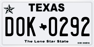 TX license plate DOK0292