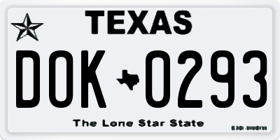 TX license plate DOK0293