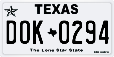 TX license plate DOK0294