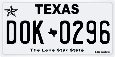 TX license plate DOK0296