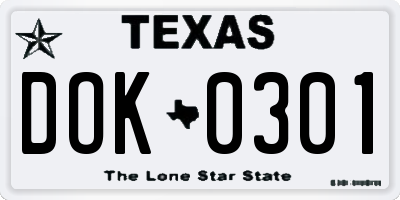 TX license plate DOK0301