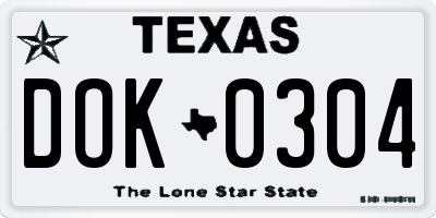 TX license plate DOK0304