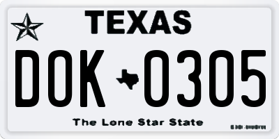 TX license plate DOK0305
