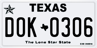 TX license plate DOK0306