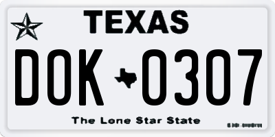 TX license plate DOK0307