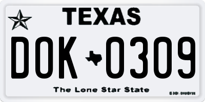 TX license plate DOK0309