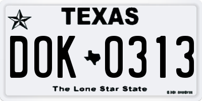 TX license plate DOK0313