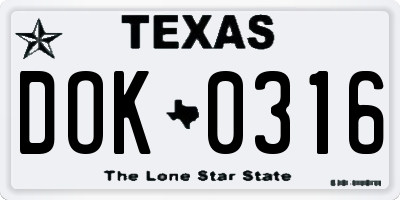 TX license plate DOK0316