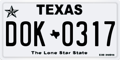 TX license plate DOK0317
