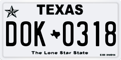 TX license plate DOK0318