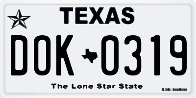 TX license plate DOK0319