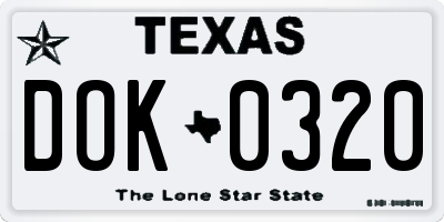 TX license plate DOK0320