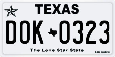 TX license plate DOK0323