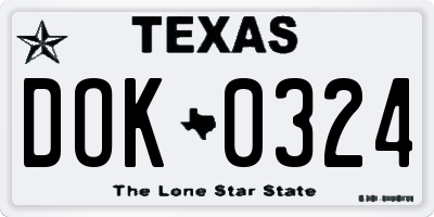 TX license plate DOK0324