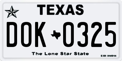 TX license plate DOK0325