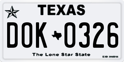 TX license plate DOK0326