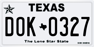 TX license plate DOK0327