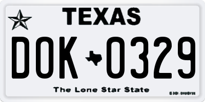 TX license plate DOK0329