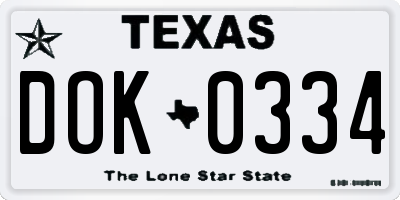 TX license plate DOK0334