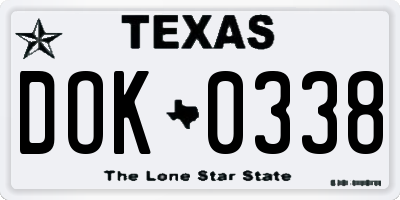 TX license plate DOK0338