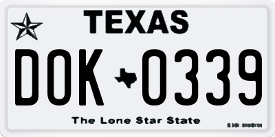 TX license plate DOK0339