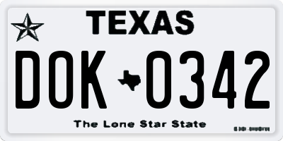 TX license plate DOK0342