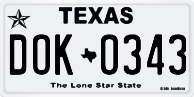 TX license plate DOK0343