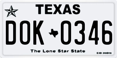 TX license plate DOK0346
