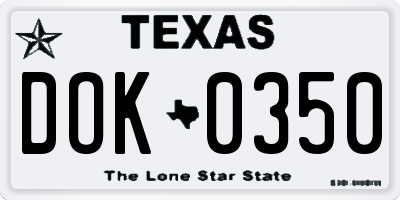 TX license plate DOK0350