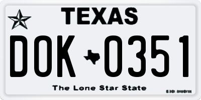 TX license plate DOK0351