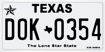 TX license plate DOK0354