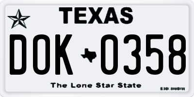 TX license plate DOK0358