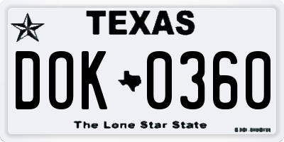 TX license plate DOK0360