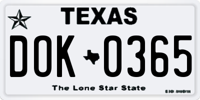 TX license plate DOK0365