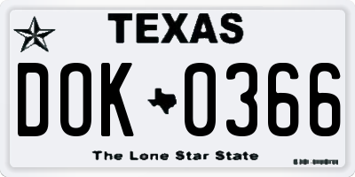 TX license plate DOK0366