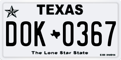 TX license plate DOK0367