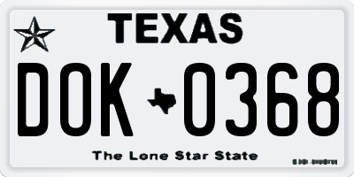 TX license plate DOK0368