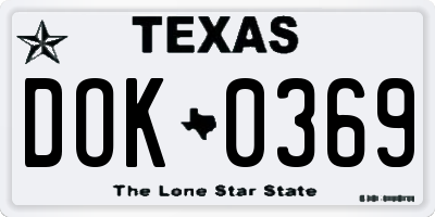 TX license plate DOK0369