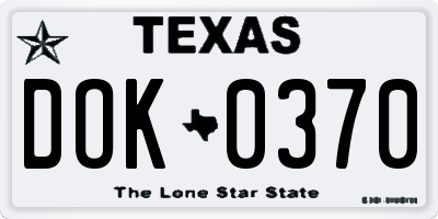 TX license plate DOK0370