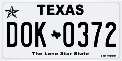 TX license plate DOK0372