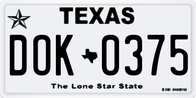 TX license plate DOK0375