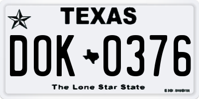 TX license plate DOK0376