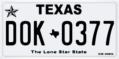TX license plate DOK0377