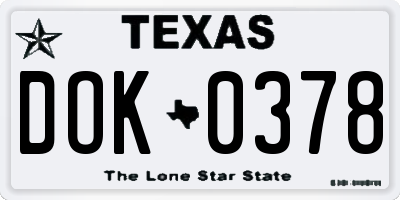 TX license plate DOK0378