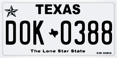 TX license plate DOK0388