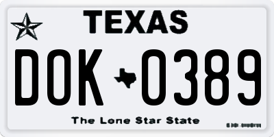 TX license plate DOK0389