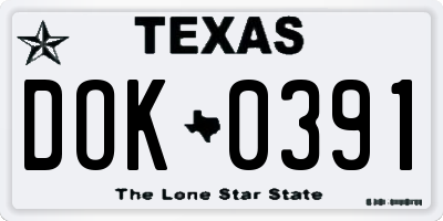 TX license plate DOK0391