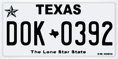 TX license plate DOK0392