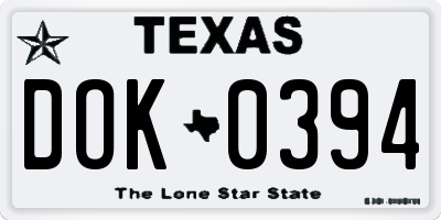 TX license plate DOK0394