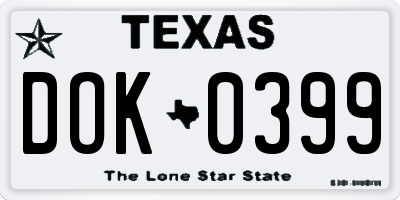 TX license plate DOK0399